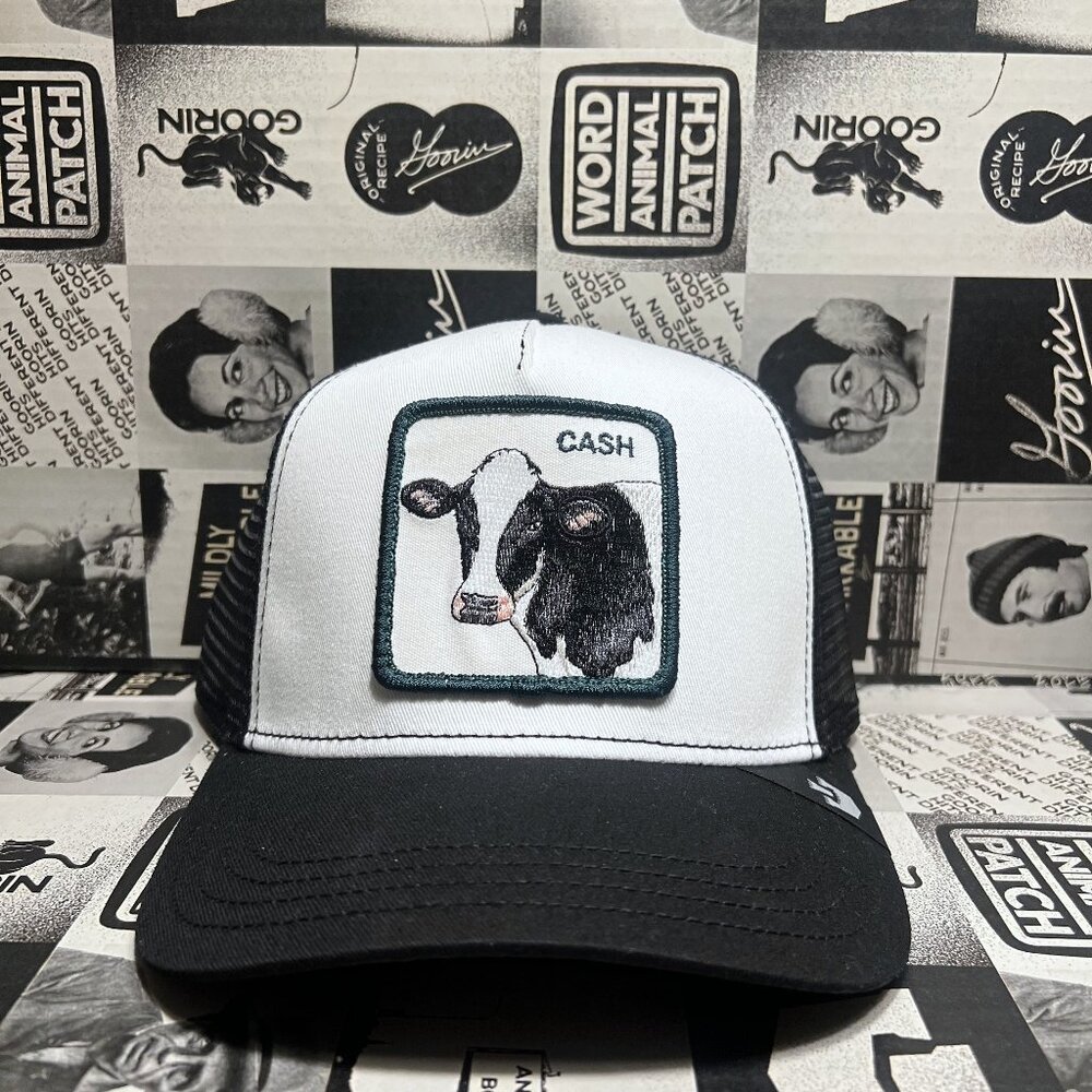 Authentic Goorin Bros The Cash Cow Black White Trucker Snapback Hat (NWT)